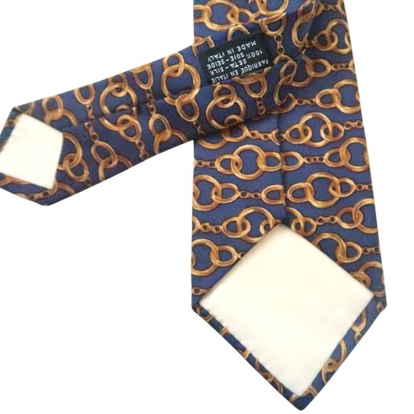 CHANEL chain print silk tie vtg - Picture 5 of 5